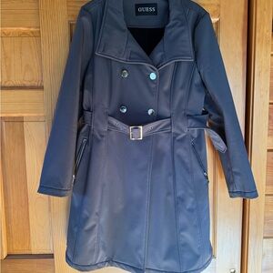 GUESS Women's Grey Double-Breasted Trench Coat